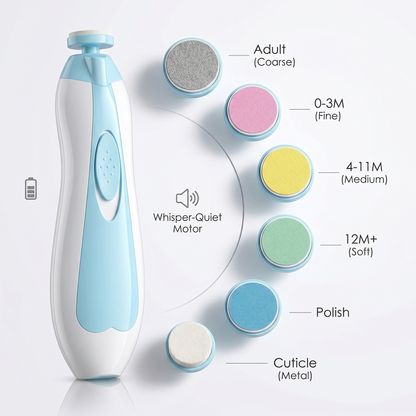 Electric baby nail trimmer with grinding heads for newborn infant and toddler